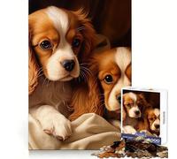 Deux Cavaliers King Charles Spaniels Puzzle de 1000 pièces pour Adolescents Jeu intellectuel et ludique Bords précis pour Les fêtes (38x52cm)