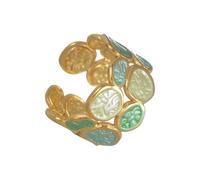 Deux cercles irréguliers gradués - Anneaux ouverts - Taille réglable - Élégant - Acier inoxydable - Bijou moderne pour un usage quotidien ou une fête - Tendance - Deux tons - Bague d'huile, Comme