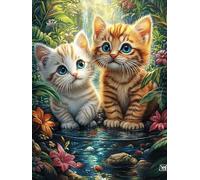 Deux Chatons dans Le Jardin Fleuri 1000 Pièces Puzzle Adulte en Carton sans Déformation Mythes Animal Plante Très Difficile Anti-Stress Jeu De Société Idée Cadeau Anniversaire Rapport Premium 100