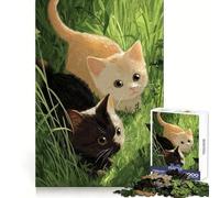 Deux Chatons dans Les Hautes Herbes Puzzle de 1000 pièces pour Adolescents Exercices de logique Jeu Facile et Amusant Bords Nets Cadeau Symbolique (38x26cm)