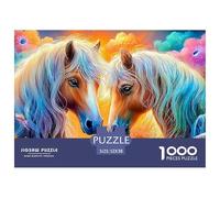 Deux Chevaux dans Un Paysage Vivant et coloré Puzzle De 1000 Pièces Horse Idéal pour Hommes, Femmes, Enfants Et Personnes Âgées 52x38cm/1000pcs