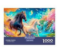 Deux Chevaux traversent Une scène Vivante et Fleurie Puzzle De 1000 Pièces Horse Jeu De Formation Mentale pour Adultes Et Enfants 70x50cm/1000pcs