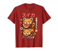 Deux Chibi Red Panda Mangeant Une pastèque T-Shirt