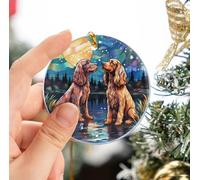 Deux Chiens Cocker Spaniel Anglais Sapin Décoration D'Ornement De Noël avec Ficelle Dorée Christmas Hanging Céramique Décoration De Noël À Suspendre