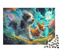 Deux Chiens courent Heureux dans la Nature Puzzle Familial 1000 Pièces, Pet Éducatif, Loisirs Conviviaux Et Décoration 52x38cm/1000pcs