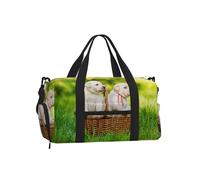 Deux Chiens dans Un Panier imprimé,Sac de Sport bandoulière à Main, Sac de Voyage Grande capacité pour Femmes et Hommes