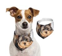 Deux Chiots Yorkshire Terrier,Bandanas pour Chien, écharpe en Coton, Bavoirs réglables pour Animaux de Compagnie,S