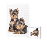 Deux Chiots Yorkshire Terrier,Puzzle Familial en Bois de 300 pièces pour Adultes et Adolescents