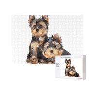 Deux Chiots Yorkshire Terrier,Puzzle Familial en Bois de 300 pièces pour Adultes et Adolescents, décoration d'intérieur