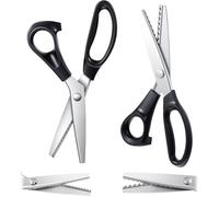 Deux Ciseaux à Dents - Ciseaux à Triangle de 3 mm et Ciseaux Ronds de 4 mm - 23 cm - Pour Couture Tissus Cuir et Papier Créatif