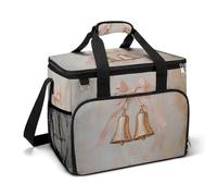 Deux cloches dorées suspendues avec long nœud rose Sac isotherme de plage isotherme portable étanche avec bandoulière