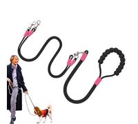 Deux cordes pour chien | Corde de promenade pour deux animaux de compagnie - Longueur réglable Équipement de sécurité anti-torsion pour le camping, la randonnée, la plage, le jardin, la course à pied