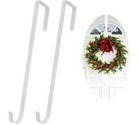 Deux crochets de porte en acier inoxydable de 30 cm pour suspendre des couronnes de Noël et des décorations d'Halloween (blancs).