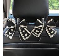 Deux crochets pour appui-tête de siège d'auto avec un design d'arc en forme de coeur noir et blanc. Universel et adapté à tous les véhicules, crochets de rangement pour siège passager arrière durables