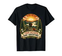 Deux Cœurs Une Aventure Randonnée Couple Marié T-Shirt