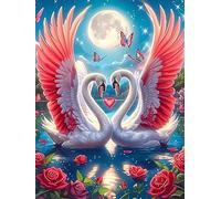 Deux cygnes aux Ailes d'ange and Hearts 500 Pieces Casse-tête Collectionneur en Carton sans Déformation Animal Sauvage et Animal de Compagnie Haute Difficulté Décoration Murale Collection Cadeau Noël
