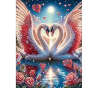 Deux cygnes aux ailes d'ange formant un cœur 300 Pieces Casse-tête Créatif En Carton Rigide Sans Déformation Animal sauvage et animal de compagnie Cute Difficulté Moyenne Activité Manuelle Cadeau Sain