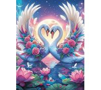 Deux cygnes aux Ailes d'ange Formant Un cœur 300 Pieces Casse-tête Personne Âgée en Carton Haute Qualité Faune et Flore Facile Débutant Anti-Stress Passe-Temps Cadeau Anniversaire Pas Cher 300 PCS