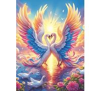 Deux cygnes aux ailes d'ange formant un cœur 300 Pieces Casse-tête Personne Âgée En Carton Haute Qualité Animal sauvage et animal de compagnie Cute Facile Débutant Anti-Stress Passe-Temps Cadeau Anniv