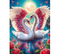 Deux cygnes aux ailes d'ange formant un cœur 500 Pièces Puzzle Adulte En Carton Haute Densité Animal sauvage et animal de compagnie Facile Pour Débutant Décoration Murale Passe-Temps Cadeau Anniversai