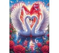 Deux cygnes avec des roses 1000 Pièces Puzzle Adolescent En Carton Sans Déformation Animal sauvage et animal de compagnie Difficulté Moyenne Activité Éducative Cadeau Noël Pas Cher Petit Prix 1000 PCS