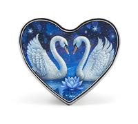 Deux cygnes blancs en forme de cœur, porte-badge d'identification mignon pour woker, broche en métal, épinglettes en forme de cœur d'amour pour homme et femme, cadeau de médecin, sacs à dos et