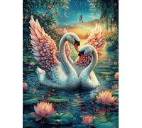 Deux cygnes dans l'étang de lotus 1000 Pièces Puzzle Adolescent En Carton Anti-Déchirure Conte de fées mignon d'accompagnement Difficulté Moyenne Activité Éducative Passe-Temps Petit Prix Pas Cher Pre