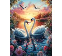 Deux cygnes dans l'étang de lotus 300 Pièces Puzzle Adolescent En Carton Anti-Déchirure Animal de conte de fées d'accompagnement Difficulté Moyenne Activité Éducative Passe-Temps Petit Prix Pas Cher P