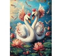 Deux cygnes dans un étang de lotus 300 Pièces Puzzle Créatif En Carton Haute Qualité Faune sauvage et animaux de compagnie Difficulté Moyenne Activité Manuelle Loisir Créatif Cadeau Créatif Saint Vale