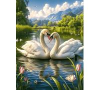 Deux cygnes dans un lac magique 1000 Pièces Puzzle Adolescent En Carton Sans Déformation Animal sauvage et animal de compagnie Difficulté Moyenne Activité Éducative Cadeau Noël Pas Cher Petit Prix 100