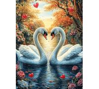 Deux cygnes formant un cœur 1000 Pieces Casse-tête Débutant En Carton Épais Rêve magique de science-fiction Facile Apprentissage Loisir Créatif Passe-Temps Cadeau Créatif Événement Festif Premium 1000