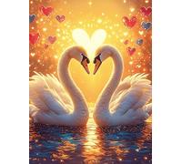 Deux cygnes formant un cœur 1000 Pièces Puzzle Expert Confirmé En Carton Sans Déformation Animal sauvage et animal de compagnie Très Difficile Décoration Murale Collection Cadeau Fête Des Pères Premiu