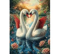 Deux cygnes Formant Un cœur 1000 Pièces Puzzle Personne Âgée en Carton Épais sans Déformation Rêve Magique de Science-Fiction Facile Débutant Anti-Stress Thérapie Occupationnelle Petit Prix 1000 PCS