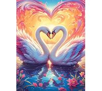 Deux cygnes formant un cœur 500 Pièces Puzzle Famille En Carton Rigide Sans Déformation Animal sauvage et animal de compagnie Difficulté Moyenne Activité Familiale Événement Festif Cadeau Noël Premium