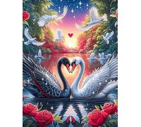 Deux cygnes formant un cœur avec des roses 300 Pièces Puzzle Créatif En Carton Haute Qualité Faune sauvage et animaux de compagnie Difficulté Moyenne Activité Manuelle Loisir Créatif Cadeau Créatif Sa