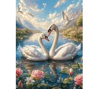 Deux cygnes formant un cœur in A Lotus Pond 1000 Pieces Casse-tête Collectionneur En Carton Sans Déformation Animal sauvage et animal de compagnie Cute Haute Difficulté Décoration Murale Collection Ca