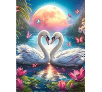 Deux cygnes formant un cœur in A Lotus Pond 1000 Pieces Casse-tête Débutant En Carton Haute Qualité Animal sauvage et animal de compagnie Facile Anti-Stress Passe-Temps Loisir Créatif Idée Cadeau Sain