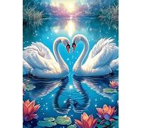 Deux cygnes formant un cœur in A Lotus Pond 1000 Pieces Casse-tête Débutant En Carton Haute Qualité Animal sauvage et animal de compagnie Facile Anti-Stress Passe-Temps Loisir Créatif Idée Cadeau Sain