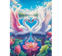 Deux cygnes formant un cœur in A Lotus Pond 500 Pieces Casse-tête Créatif En Carton Rigide Sans Déformation Animal sauvage et animal de compagnie Cute Difficulté Moyenne Activité Manuelle Cadeau Saint
