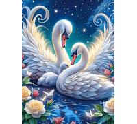 Deux cygnes formant un cœur Under The Stars 500 Pieces Casse-tête Amateur D'Art En Carton Épais Sans Déformation Animal sauvage et animal de compagnie Difficile Expert Décoration Murale Idée Cadeau An