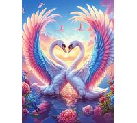 Deux cygnes formant un cœur with Angel Wings 1000 Pièces Puzzle Pour Ado En Carton Anti-Déchirure Haute Densité faune et flore Facile Débutant Jeu De Société Idée Cadeau Anniversaire Petit Prix 1000 P