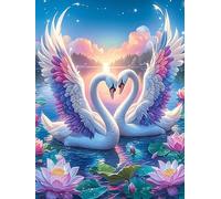 Deux cygnes formant un cœur with Angel Wings 300 Pièces Puzzle Personne Âgée En Carton Rigide Animal sauvage et animal de compagnie Cute Facile Débutant Anti-Stress Stimulation Cognitive Loisir Créati