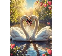 Deux cygnes formant un cœur with Roses 1000 Pieces Casse-tête Débutant En Carton Haute Qualité Animal sauvage et animal de compagnie Facile Anti-Stress Passe-Temps Loisir Créatif Idée Cadeau Saint Val