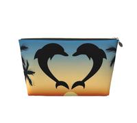 Deux Dauphins sautant en Forme de Coeur, Trousse de Maquillage Trousse à cosmétiques Trousse de Toilette de Voyage Portable Pochette de Toilette