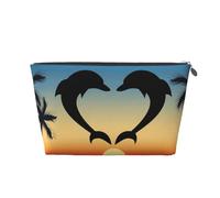 Deux Dauphins sautant en Forme de Coeur, Trousse de Toilette Trousse de Maquillage Sac à cosmétiques Trousse de Toilette de Voyage Portable
