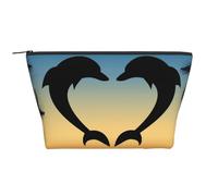 Deux Dauphins sautant en Forme de Coeur, Trousse de Toilette Trousse de Maquillage Sac à cosmétiques Trousse de Toilette de Voyage Portable