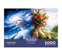 Deux déesses 1000 Pièces Puzzle Premium Harmonie élémentaire Puzzle Classique Carton Épais - Ultra Dur, Anti-Stress Détente, Idéal pour Les Loisirs Indoor Amusants 38x26cm/1000pcs