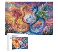 Deux Dragons Autour de l'orbe Cosmique Puzzle 300 Pièces pour Seniors Moment Calme Stimulation Cognitive Cadeau pour Loisirs 300 PCS