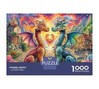 Deux Dragons avec Un cœur 1000 Pièces Coffret Puzzle Art Romantique Puzzle Classique Carton Solide - Ultra Dur pour Couples, Top Noté, Activité Parfaite À La Maison 52x38cm/1000pcs