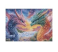 Deux Dragons se confrontant dans Les Montagnes étoilées Puzzles 300 Pièces pour Adultes Moderne Artistique Educa Relaxation Challenge Décoration Intérieure Assemblage Amusant 300 PCS